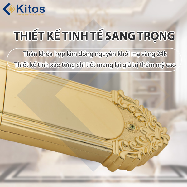 Khóa điện tử tân cổ điển Kitos KT-C800 mạ vàng 24k